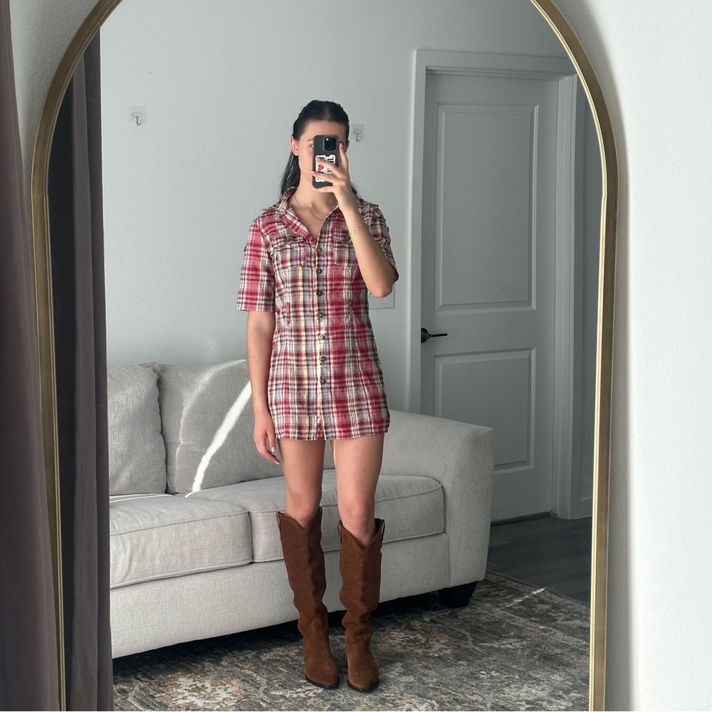 XSOLDX Vintage plaid mini dress small